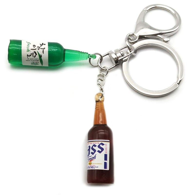GARASANI Korean Soju and Beer Bottle Miniature Key Chain Key Ring Unique Bottle (Soju and Beer) - Image 3